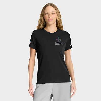 Women's Nike Black New Orleans Saints 2025 NFL Crucial Catch Tri-Blend Dri-FIT T-Shirt