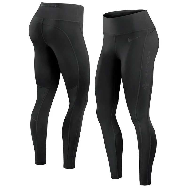 Legging Nike noir Dri-FIT pour femme avec inscription Edge des Saints de la Nouvelle-Orléans