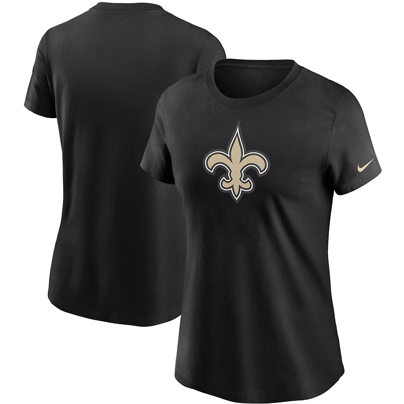 T-shirt essentiel Nike noir pour femme avec logo des Saints de la Nouvelle-Orléans