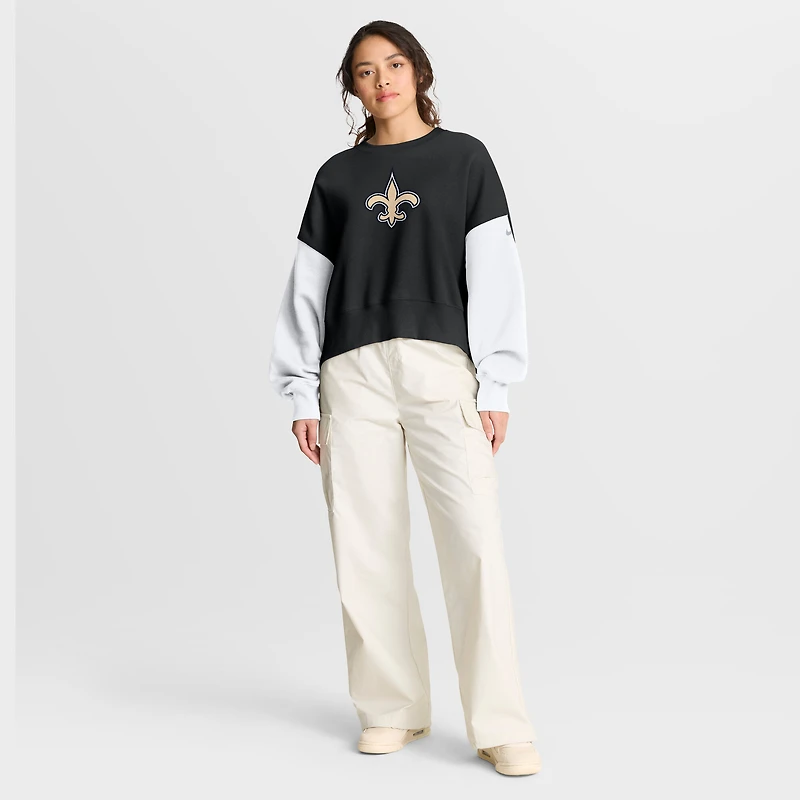 Sweat-shirt oversize à blocs de couleurs Nike noir New Orleans Saints pour femme