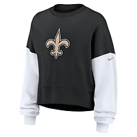 Sweat-shirt oversize à blocs de couleurs Nike noir New Orleans Saints pour femme