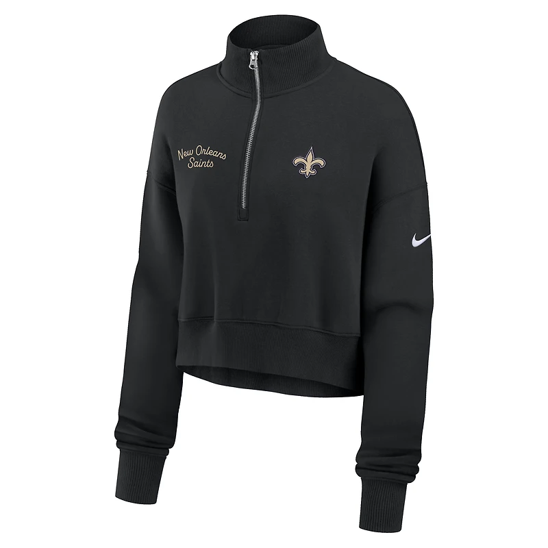 Sweat-shirt Nike noir à demi-zip pour femme, Primetime Phoenix, New Orleans Saints