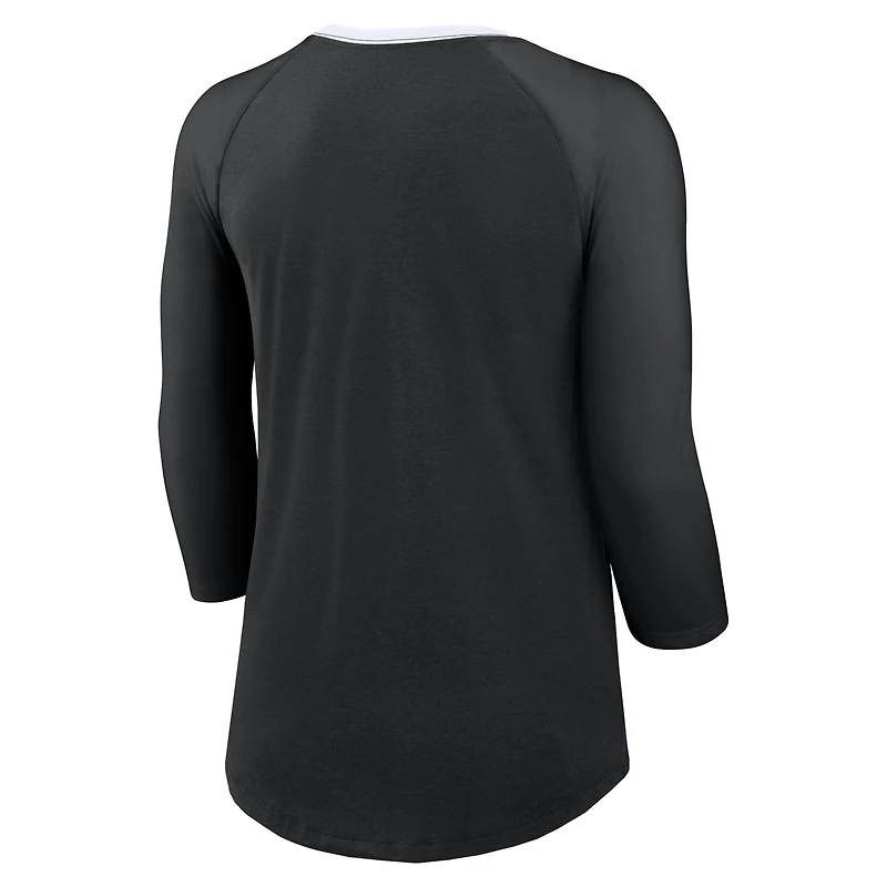 T-shirt à manches 3/4 Nike New Orleans Saints Raglan pour femme noir