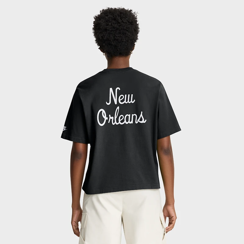 Women's Nike Black New Orleans Saints Rewind Pocket Boxy T-Shirt