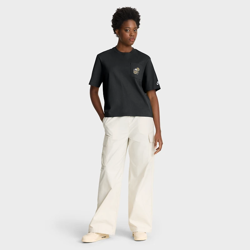 T-shirt Nike noir à poche carrée New Orleans Saints pour femme