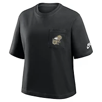Women's Nike Black New Orleans Saints Rewind Pocket Boxy T-Shirt