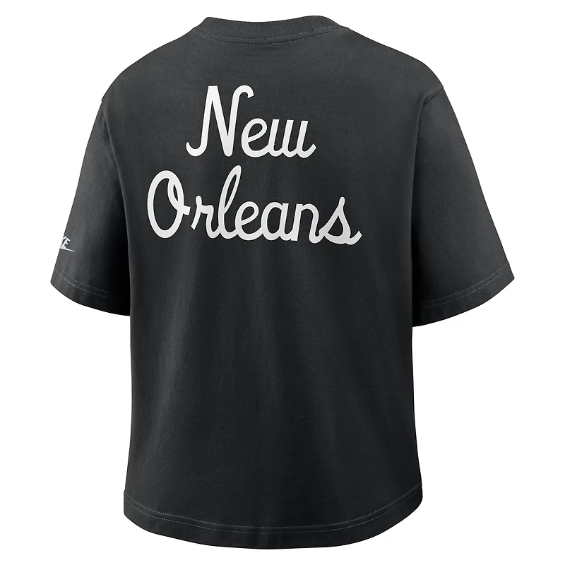 T-shirt Nike noir à poche carrée New Orleans Saints pour femme