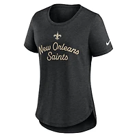 Women's Nike Black New Orleans Saints Script Tri-Blend T-Shirt