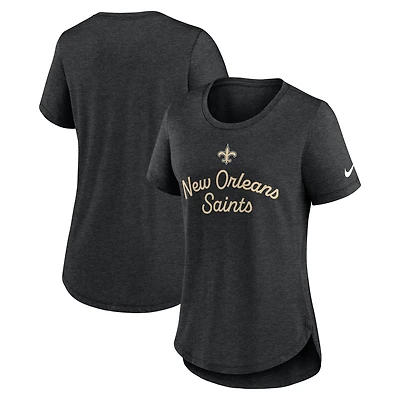 Women's Nike Black New Orleans Saints Script Tri-Blend T-Shirt