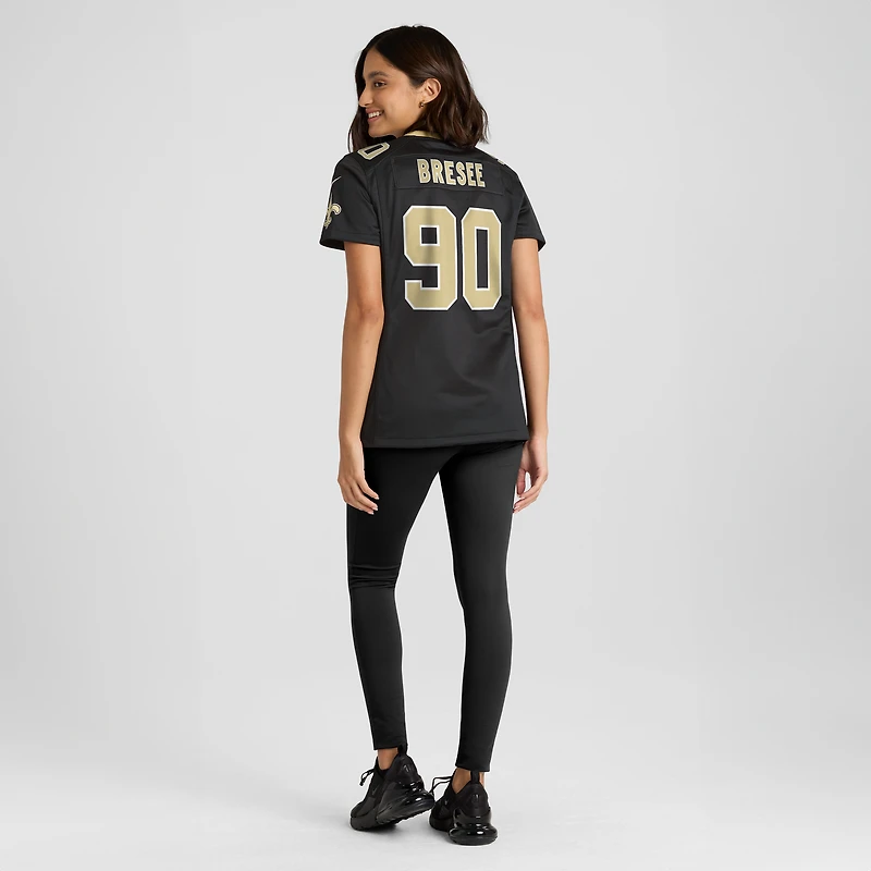 Maillot de match Nike Bryan Bresee pour femme, noir, New Orleans Saints