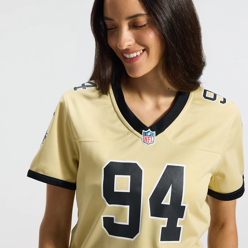 Maillot de joueur alternatif Nike Cameron Jordan Gold des New Orleans Saints Gameday Golds pour femme