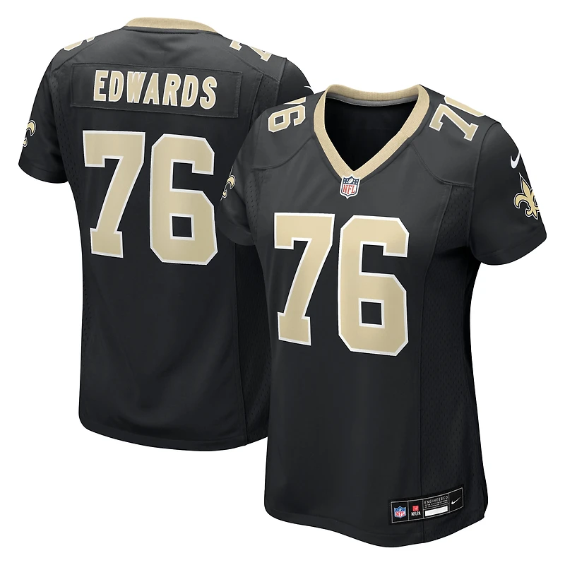 Maillot de match Nike David Edwards noir pour femme, équipe des Saints la Nouvelle-Orléans