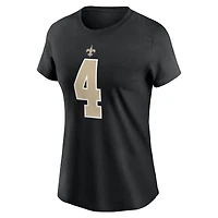 T-shirt avec nom et numéro du joueur des New Orleans Saints Nike Derek Carr pour femme, noir