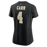 T-shirt avec nom et numéro du joueur des New Orleans Saints Nike Derek Carr pour femme, noir