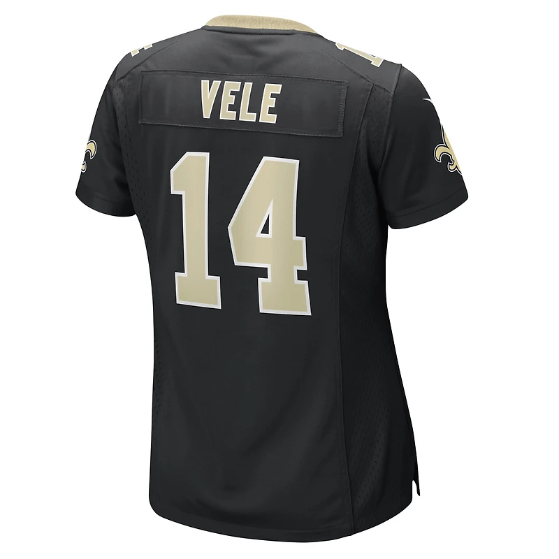 Maillot Nike Devaughn Vele noir pour femme des Saints de la Nouvelle-Orléans
