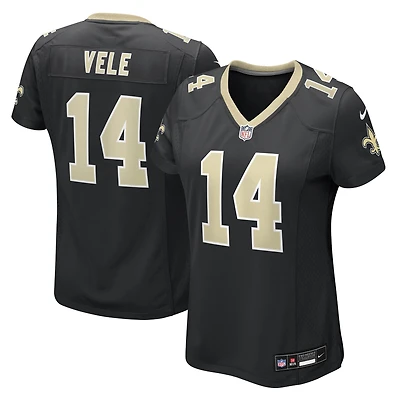 Maillot Nike Devaughn Vele noir pour femme des Saints de la Nouvelle-Orléans