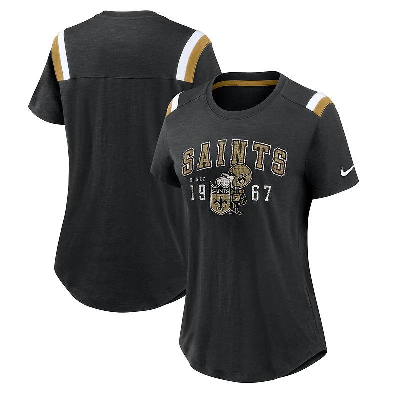 Women's Nike Heather Black New Orleans Saints Playback Athlete Historic Fashion T-Shirt