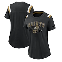 Women's Nike Heather Black New Orleans Saints Playback Athlete Historic Fashion T-Shirt