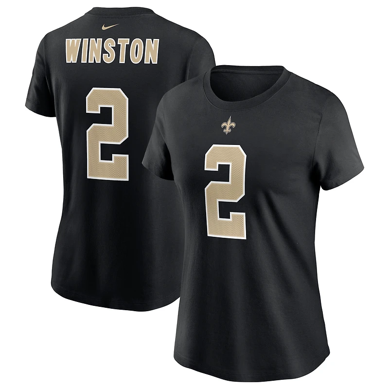 Women's Nike Jameis Winston Black New Orleans Saints Name & Number T-Shirt