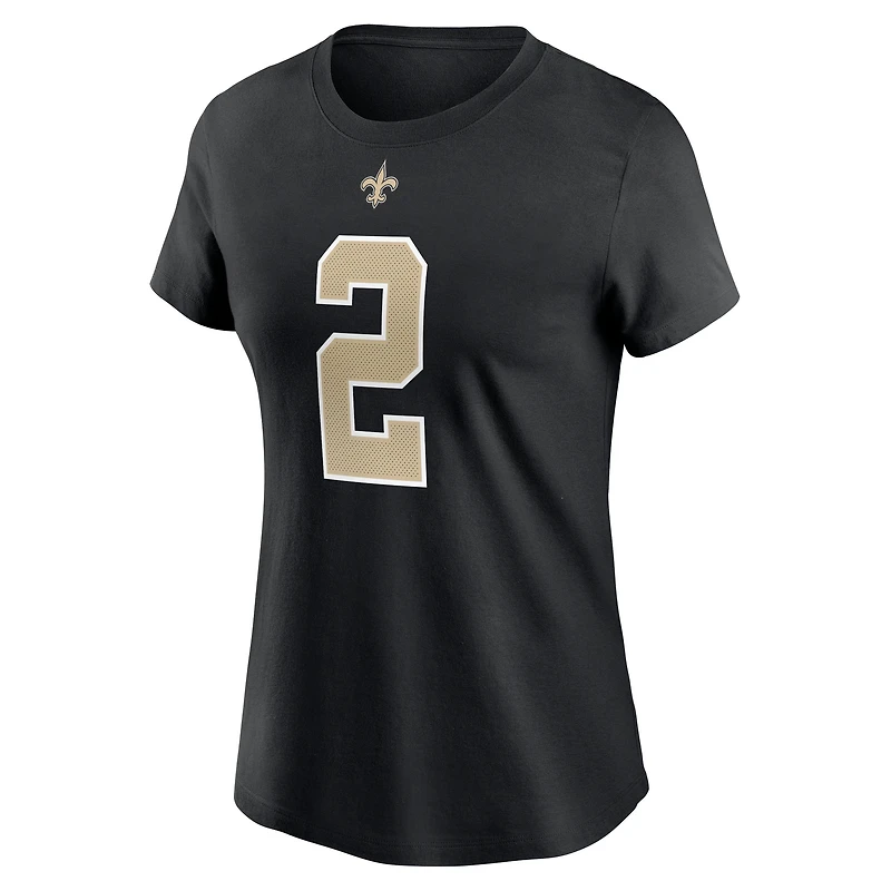 T-shirt avec nom et numéro Nike Jameis Winston pour femmes, noir, New Orleans Saints