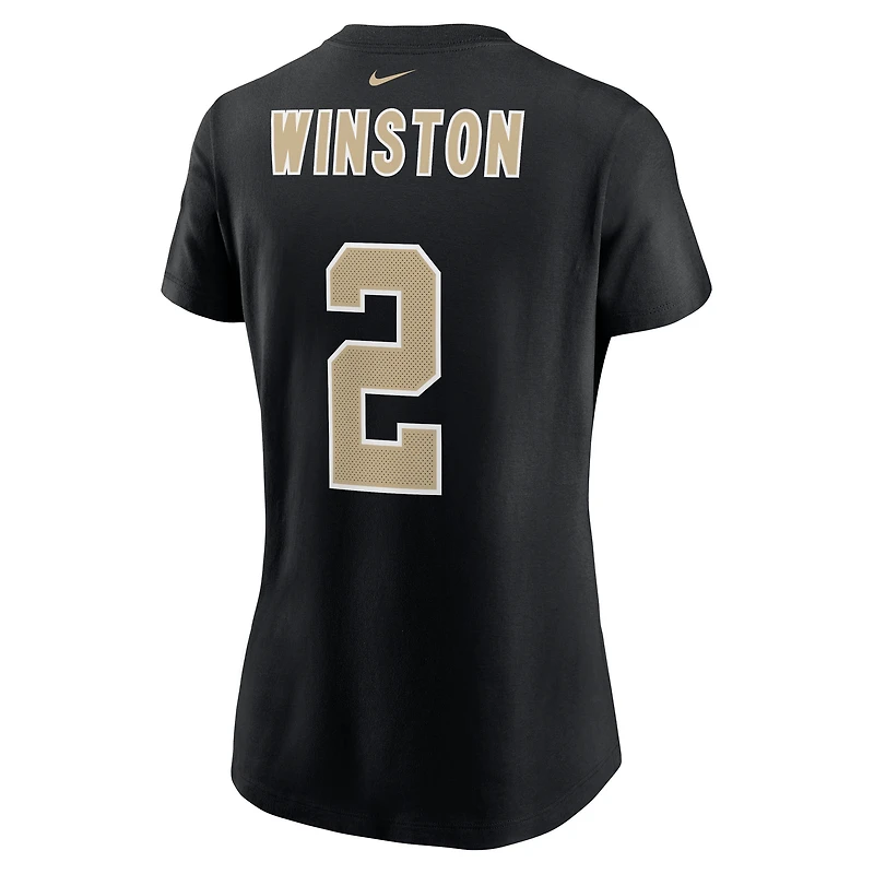 Women's Nike Jameis Winston Black New Orleans Saints Name & Number T-Shirt