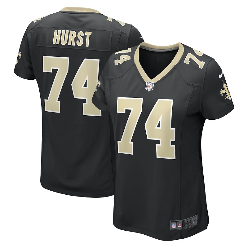 Maillot de match Nike James Hurst pour femmes, noir, New Orleans Saints
