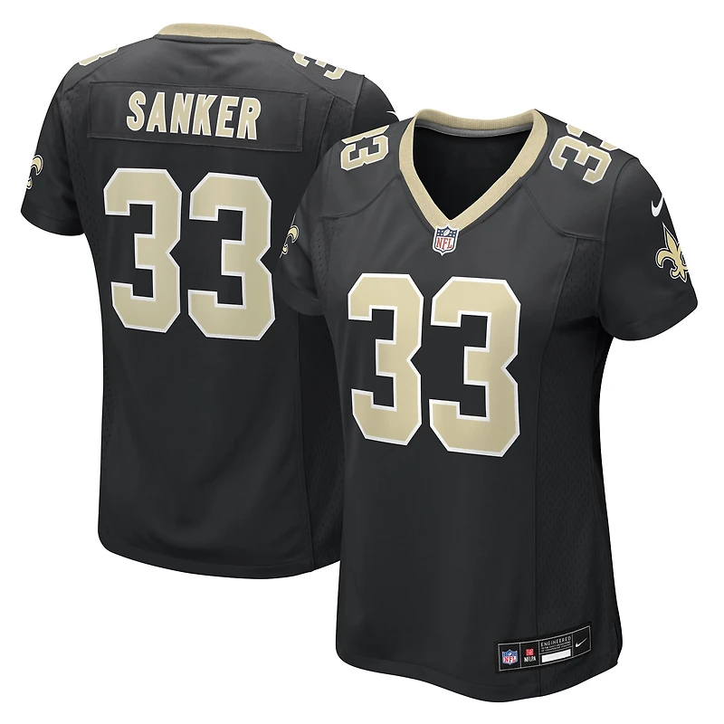 Maillot de match Nike Jonas Sanker noir pour femme des Saints la Nouvelle-Orléans