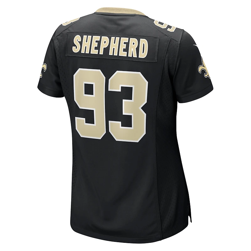 Maillot de match Nike Nathan Shepherd noir des Saints la Nouvelle-Orléans pour femme