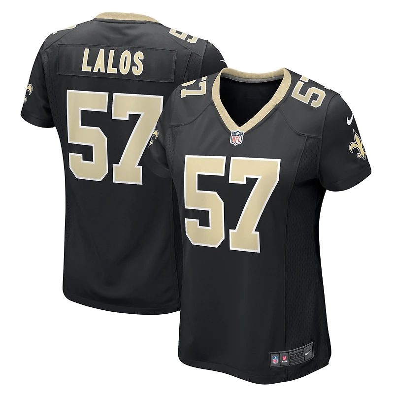 Maillot de match l'équipe Nike Niko Lalos pour femmes, noir, des Saints la Nouvelle-Orléans