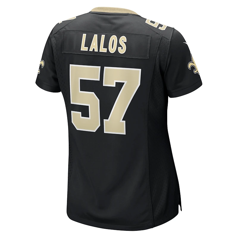 Maillot de match l'équipe Nike Niko Lalos pour femmes, noir, des Saints la Nouvelle-Orléans