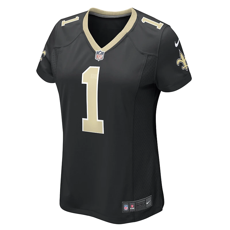 Maillot de match des Saints la Nouvelle-Orléans Nike numéro 1 Mom noir pour femme