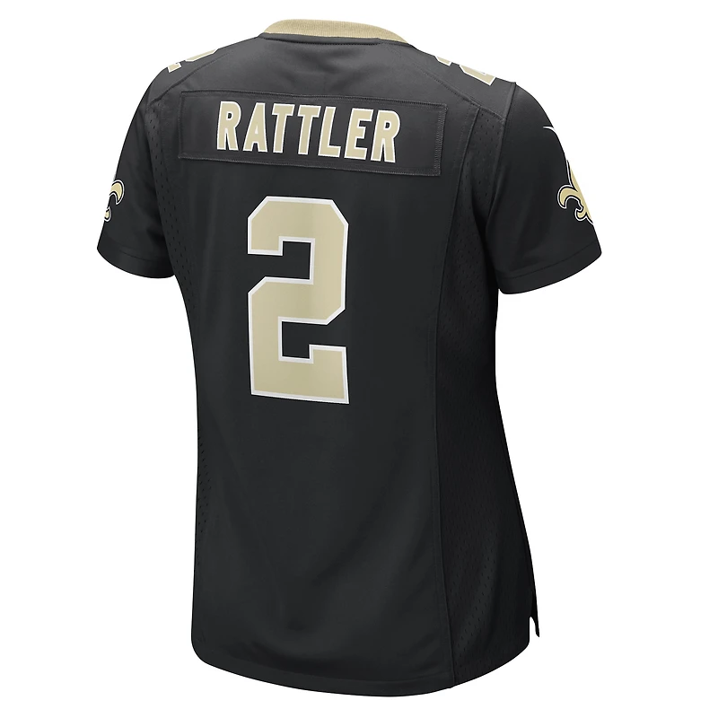 Maillot Nike Spencer Rattler noir pour femme des Saints de la Nouvelle-Orléans