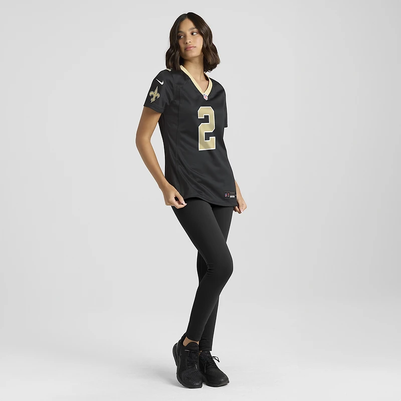 Maillot Nike Spencer Rattler noir pour femme des Saints de la Nouvelle-Orléans