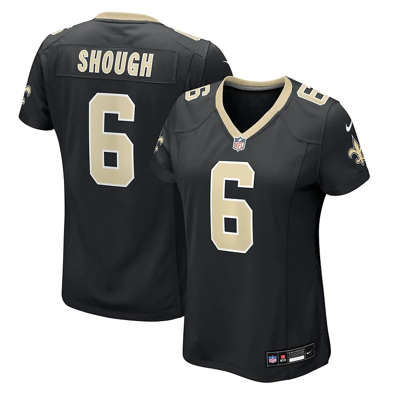 Maillot Nike Tyler Shough noir pour femme des Saints de la Nouvelle-Orléans