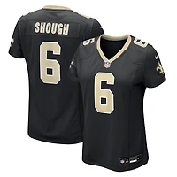 Maillot Nike Tyler Shough noir pour femme des Saints de la Nouvelle-Orléans