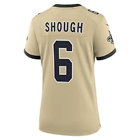 Maillot Nike Tyler Shough Gold pour femme, joueur remplaçant des Saints de la Nouvelle-Orléans