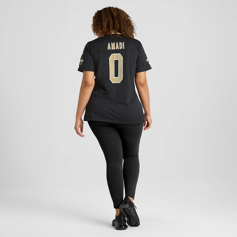 Maillot de match l'équipe Nike Ugo Amadi pour femmes, noir, New Orleans Saints