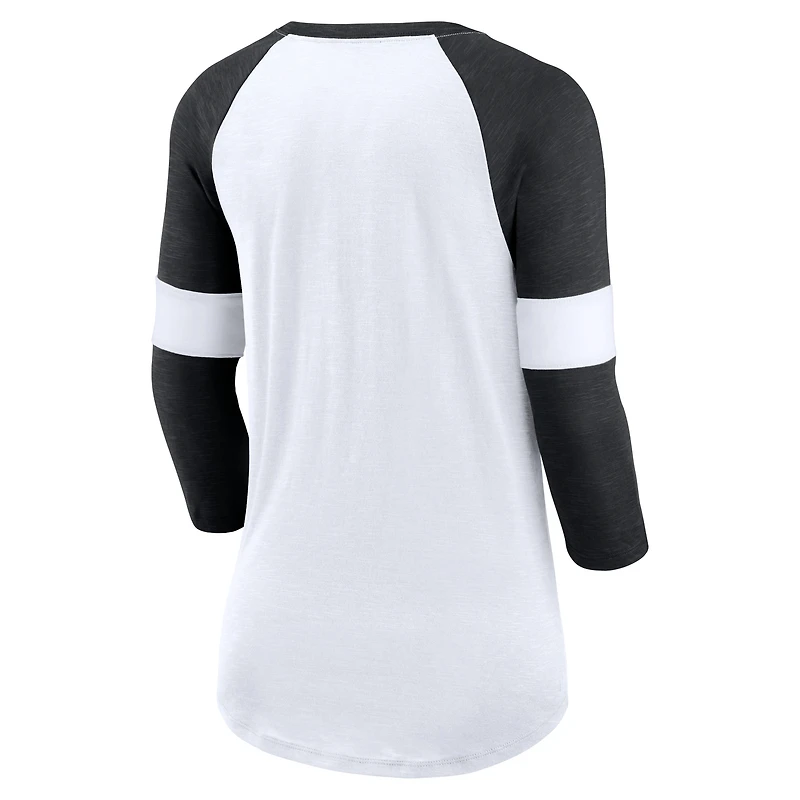 T-shirt à manches 3/4 raglan pour femme Nike New Orleans Saints Football Pride - Blanc/Noir