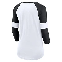 T-shirt à manches 3/4 raglan pour femme Nike New Orleans Saints Football Pride - Blanc/Noir