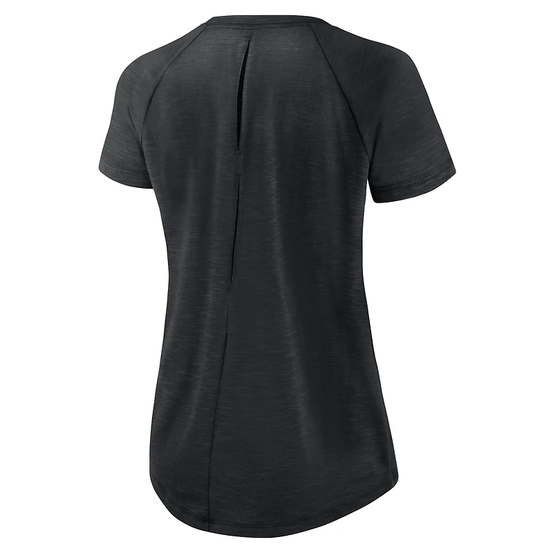 T-shirt raglan à découpes dans le dos des New Orleans Saints Nike pour femme, blanc/noir chiné