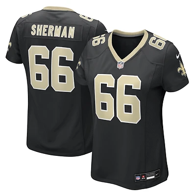 Maillot de match Nike William Sherman noir des Saints la Nouvelle-Orléans pour femme