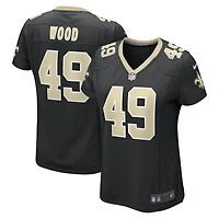 Maillot de match Nike Zach Wood noir pour femme des Saints la Nouvelle-Orléans