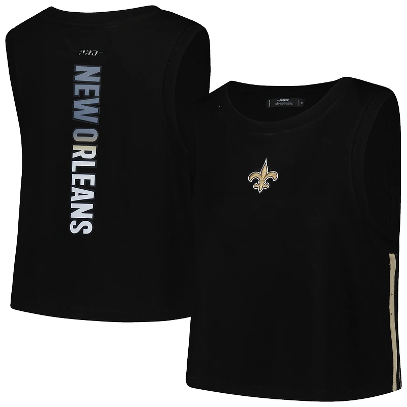 Women's Pro Standard Black New Orleans Saints Ombre Wordmark Classic Cropped Tank Top