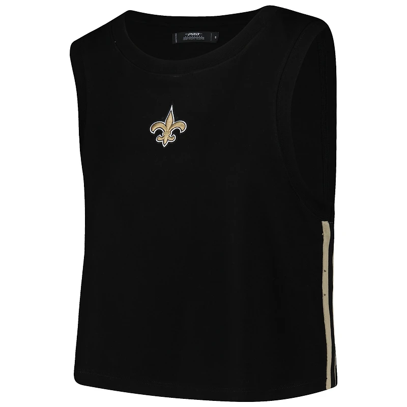 Women's Pro Standard Black New Orleans Saints Ombre Wordmark Classic Cropped Tank Top
