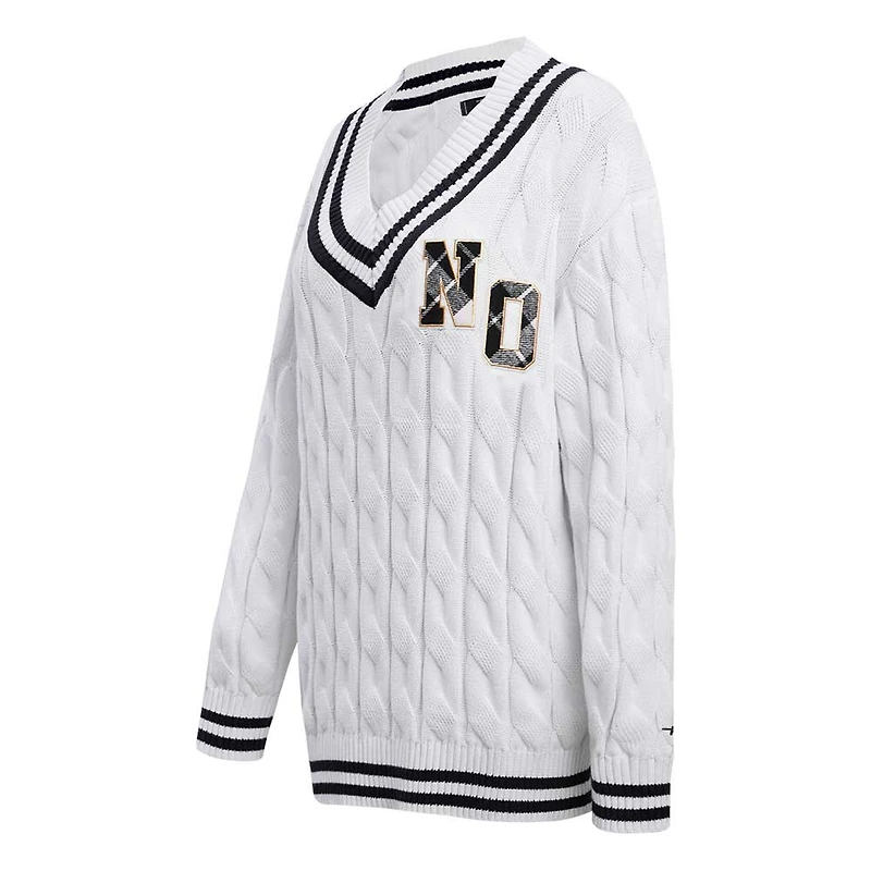Women's Pro Standard  White New Orleans Saints Prep V-Neck Pullover Sweater