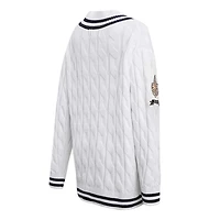 Women's Pro Standard  White New Orleans Saints Prep V-Neck Pullover Sweater