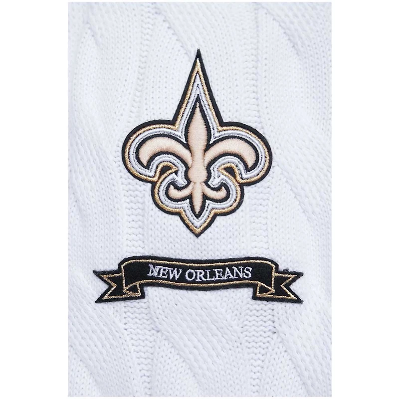 Women's Pro Standard  White New Orleans Saints Prep V-Neck Pullover Sweater