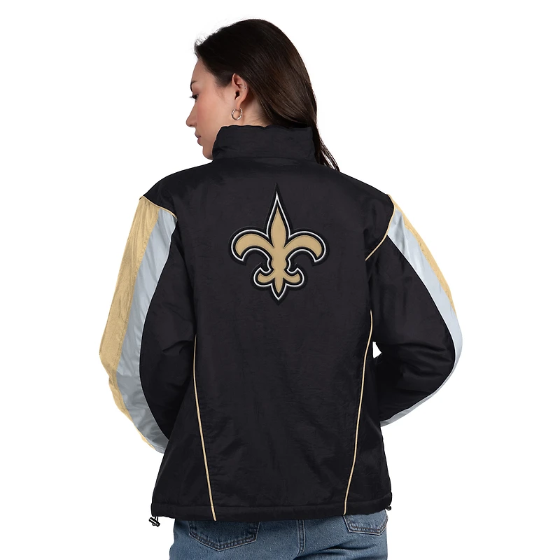Veste demi-zippée noire/dorée Starter pour femme des New Orleans Saints Thursday Night Gridiron