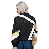 Women's Starter Black/Gold New Orleans Saints Vintage 1st Quarter Full-Zip Windbreaker