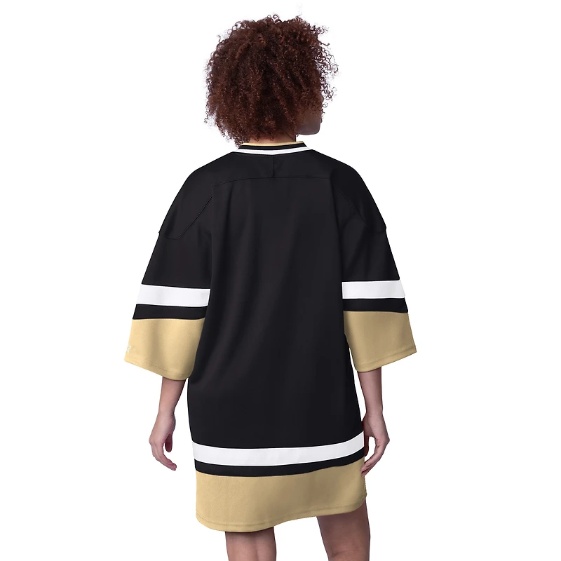 Robe de sport à manches 3/4 Slap Shot Starter noire pour femme des New Orleans Saints